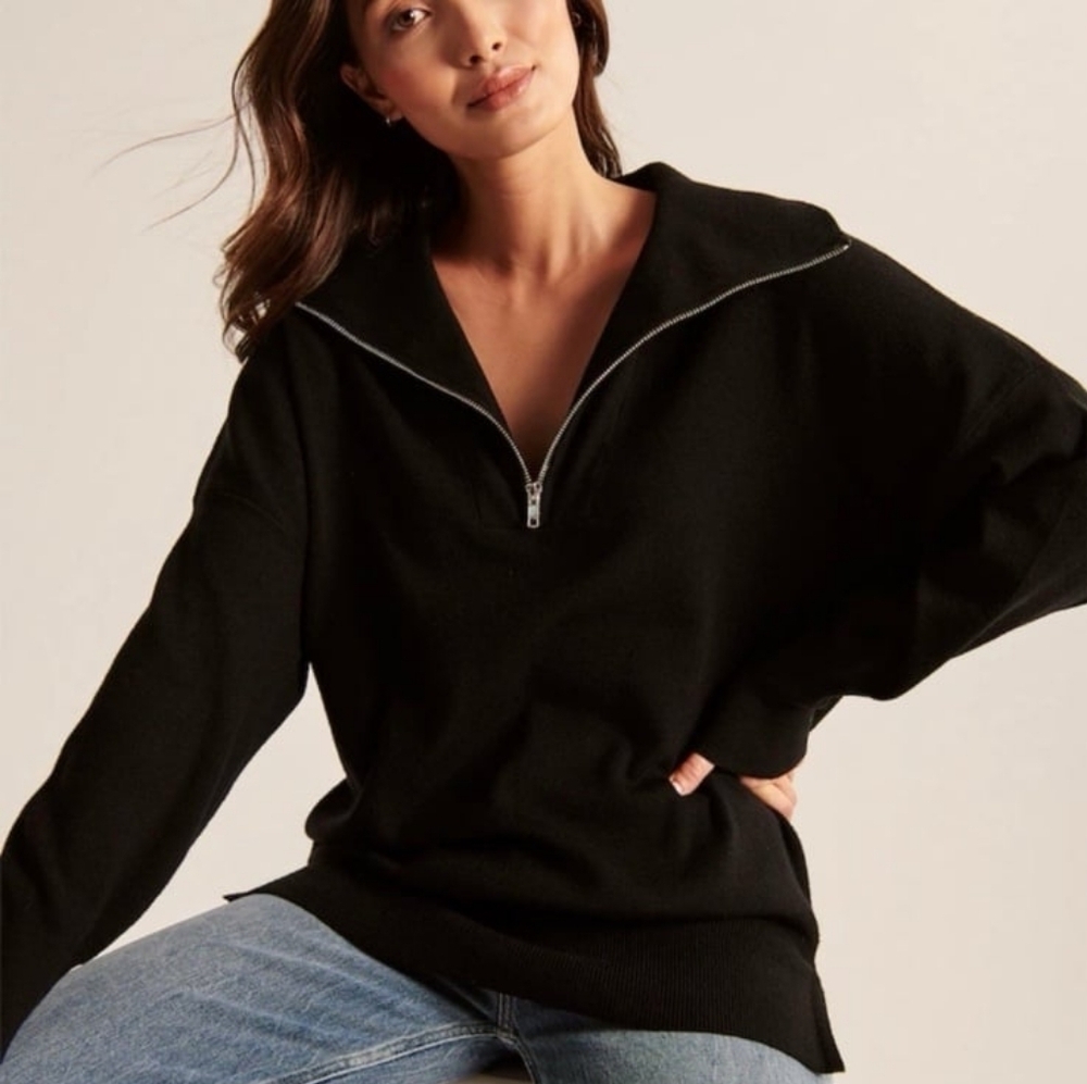 Abercrombie & Fitch Oversize Half Zip Drama Collar Sweater